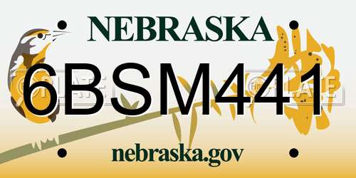 6BSM441 Nebraska License Plate