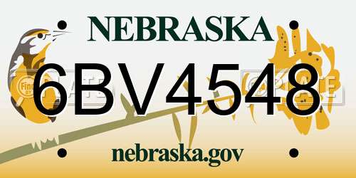 6BV4548 Nebraska License Plate