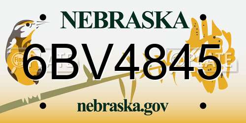 6BV4845 Nebraska License Plate