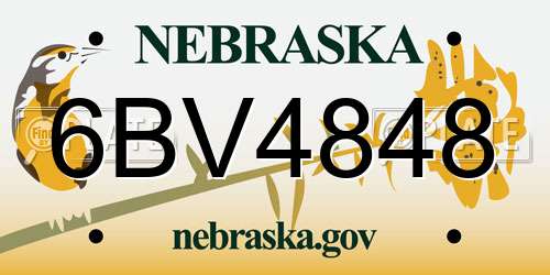 6BV4848 Nebraska License Plate