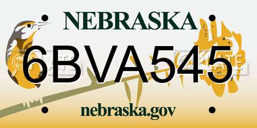 6BVA545 Nebraska License Plate