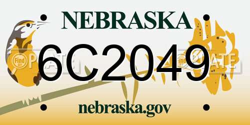 6C2049 Nebraska License Plate