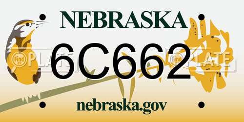 6C662 Nebraska License Plate