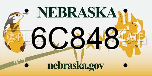 6C848 Nebraska License Plate