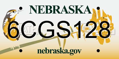 6CGS128 Nebraska License Plate
