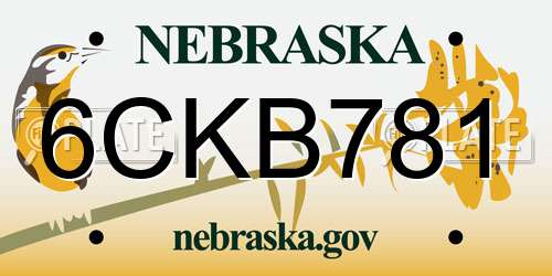 6CKB781 Nebraska License Plate