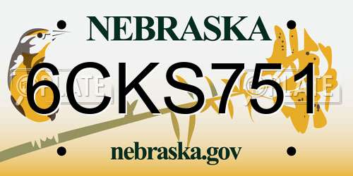 6CKS751 Nebraska License Plate