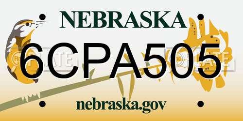 6CPA505 Nebraska License Plate