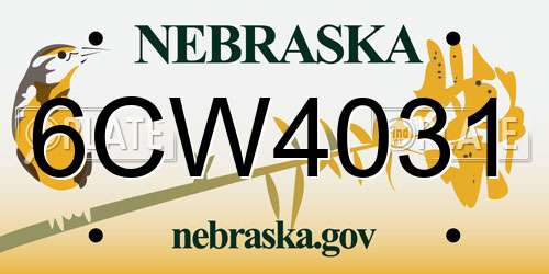 6CW4031 Nebraska License Plate