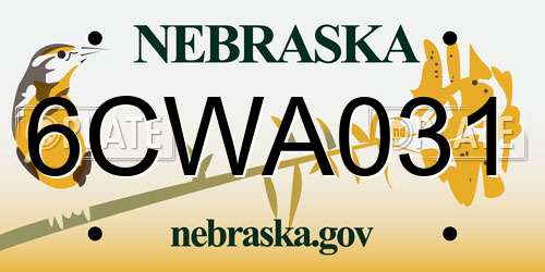 6CWA031 Nebraska License Plate
