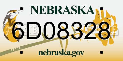 6D08328 Nebraska License Plate