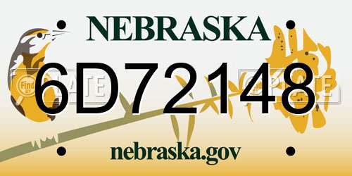 6D72148 Nebraska License Plate