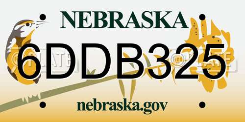 6DDB325 Nebraska License Plate