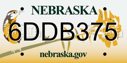 6DDB375 Nebraska License Plate