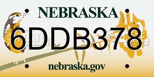 6DDB378 Nebraska License Plate