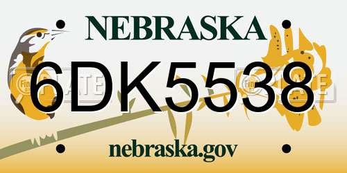 6DK5538 Nebraska License Plate