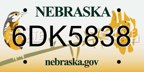 6DK5838 Nebraska License Plate