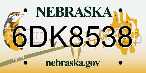 6DK8538 Nebraska License Plate