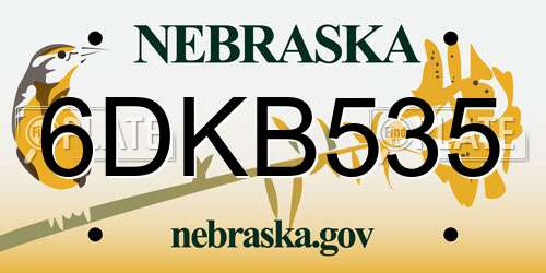 6DKB535 Nebraska License Plate