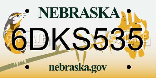 6DKS535 Nebraska License Plate