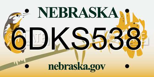 6DKS538 Nebraska License Plate