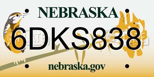 6DKS838 Nebraska License Plate