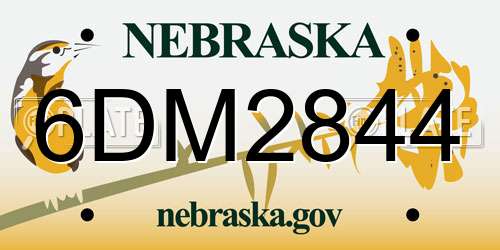 6DM2844 Nebraska License Plate