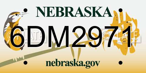 6DM2971 Nebraska License Plate