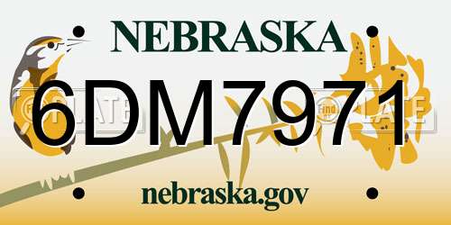 6DM7971 Nebraska License Plate