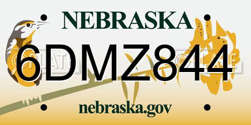 6DMZ844 Nebraska License Plate