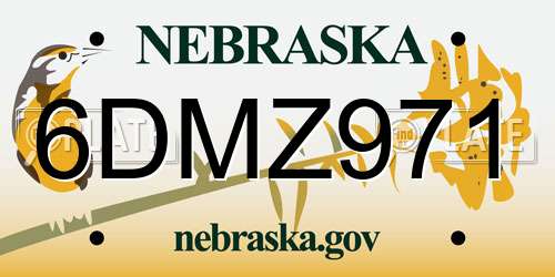 6DMZ971 Nebraska License Plate