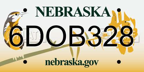 6DOB328 Nebraska License Plate