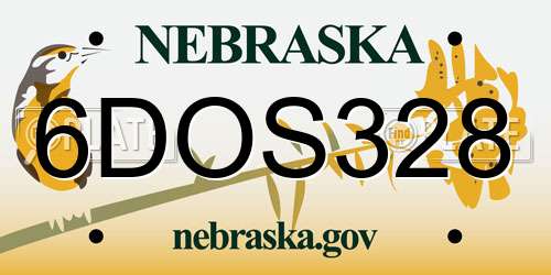 6DOS328 Nebraska License Plate