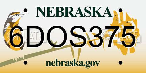 6DOS375 Nebraska License Plate