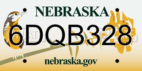 6DQB328 Nebraska License Plate