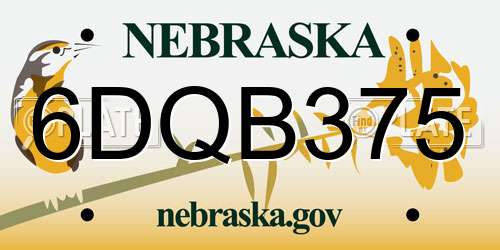 6DQB375 Nebraska License Plate