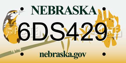 6DS429 Nebraska License Plate