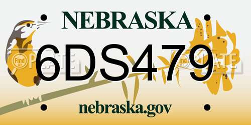 6DS479 Nebraska License Plate