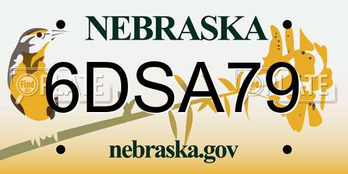 6DSA79 Nebraska License Plate