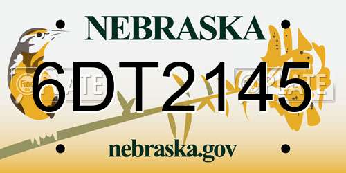 6DT2145 Nebraska License Plate