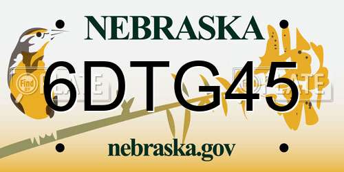 6DTG45 Nebraska License Plate