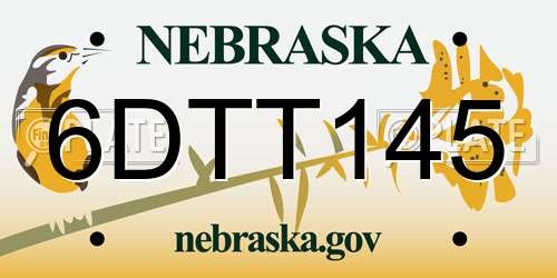 6DTT145 Nebraska License Plate