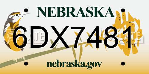 6DX7481 Nebraska License Plate