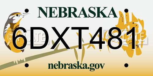 6DXT481 Nebraska License Plate