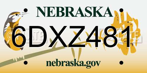 6DXZ481 Nebraska License Plate