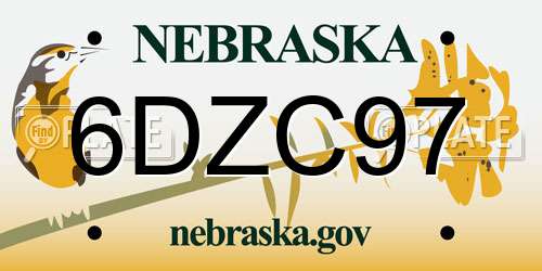 6DZC97 Nebraska License Plate