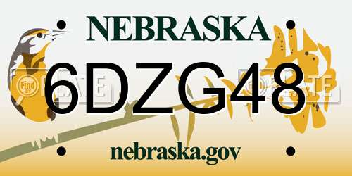 6DZG48 Nebraska License Plate