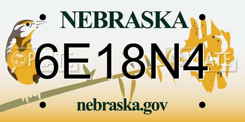 6E18N4 Nebraska License Plate