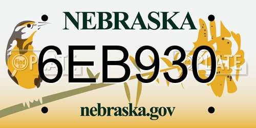 6EB930 Nebraska License Plate
