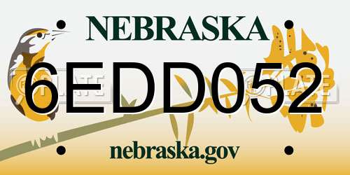 6EDD052 Nebraska License Plate
